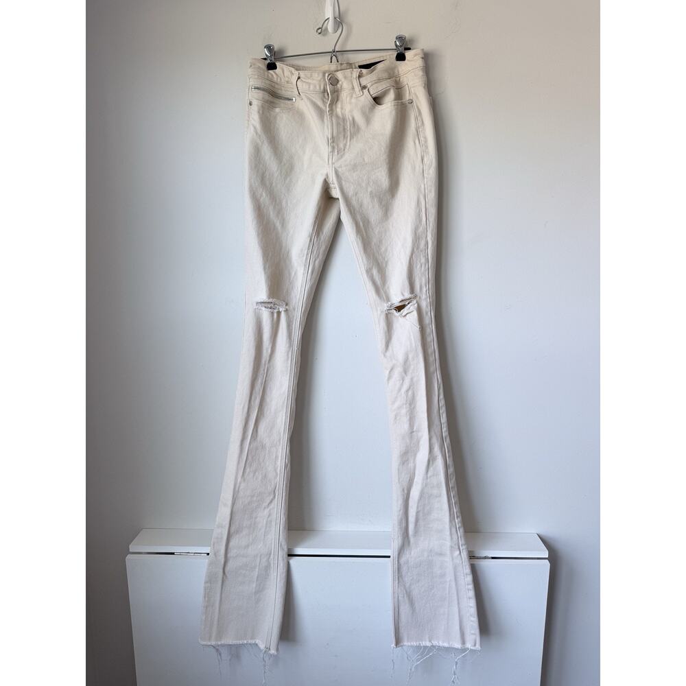 Rockstar Original Stacked Pants Size 34x43 (actual32x43) Cream Flare Denim Jeans